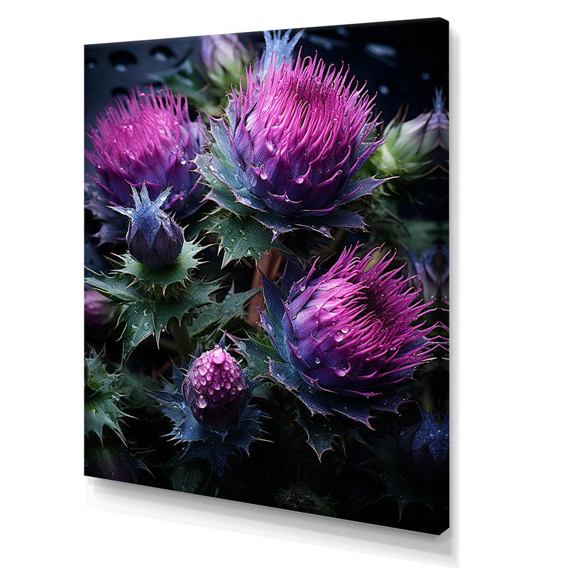 Magin mauve majestueux chardon II sur toile, H 20 po x l 12 po x P 1 po, Toile tendue