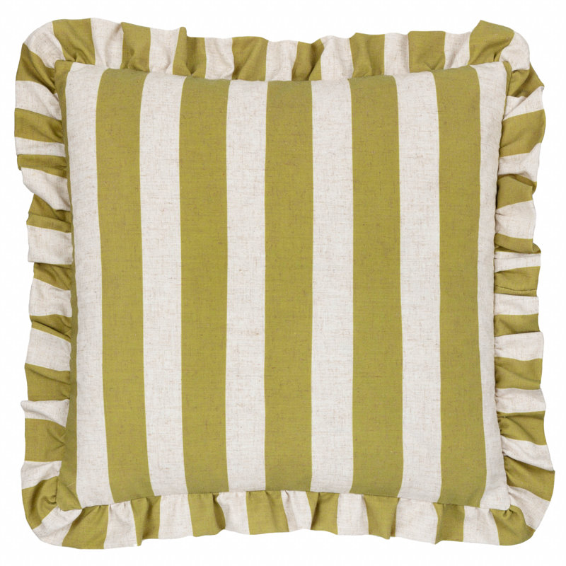 Striped Green Square Pillow Cover