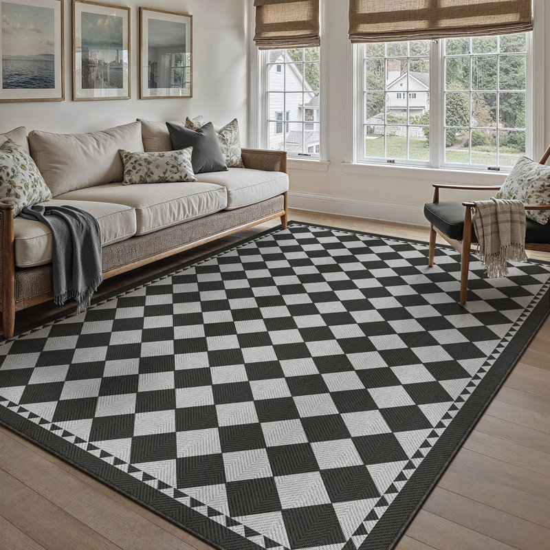  Tapis intérieur / extérieur Geovia, Black/Grey, Rectangle 6' x 9'