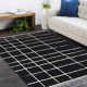 Hoxton Rectangle Geometric Hand-Knotted Cotton/Wool Area Rug in Black/White