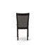 L'ensemble de table de salle à manger 3 pièces comprend une table de salle à manger ronde avec Dropleaf et 2 chaises rembourrées en tissu gris foncé Gotham, noir brossé-1481399011-1481399010-1481428189