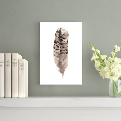 " Watercolor Feather Brown Black " Painting Print