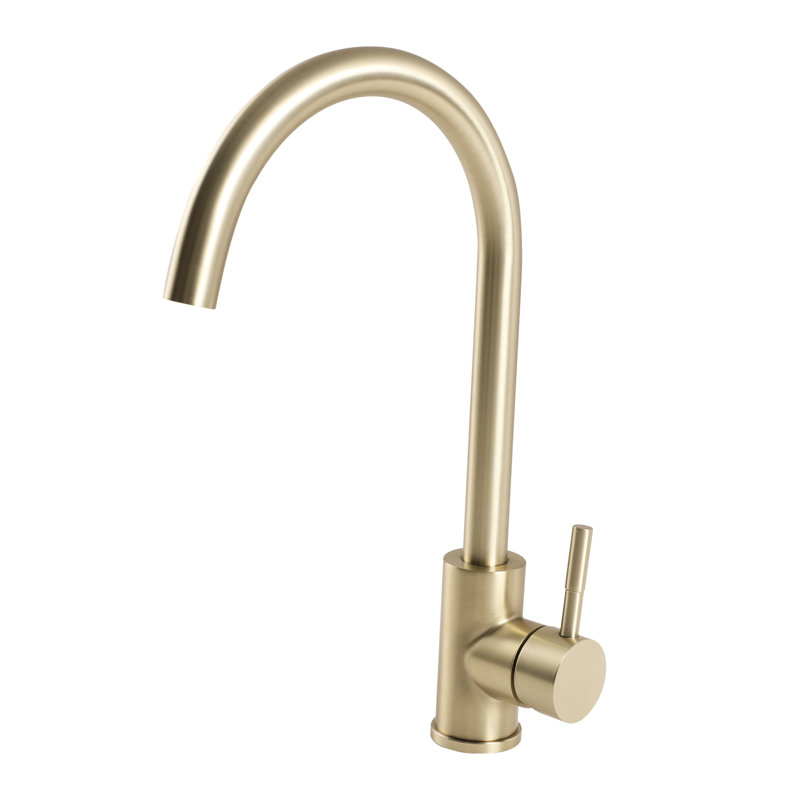 Gold Kitchen Faucet, Single Handle Design, 360 Degree Swivel Spout, 304 Stainless Steel Material, Corrosion , , Simple To Clean And Operate In Kitchen, Ceramic Cartridge For Durability, Water Supply