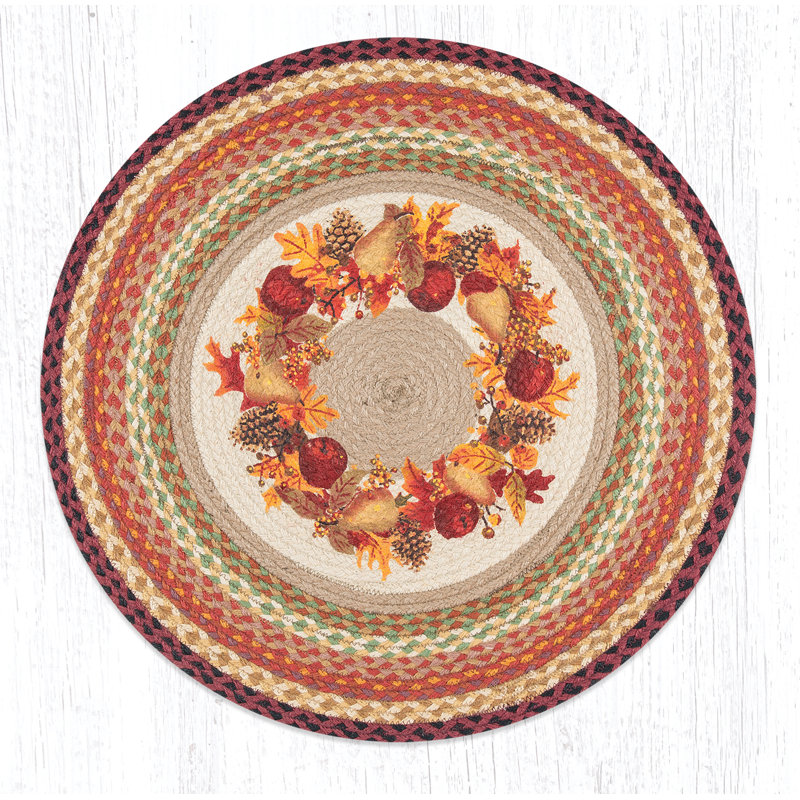 Autumn Wreath Round Multi Patch Area Rug