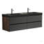 Meuble-lavabo 60 po avec lavabo à quartz et tiroirs souples, meuble-lavabo mural flottant pour salle de bain moderne, lavabo une pièce, pré-assemblé