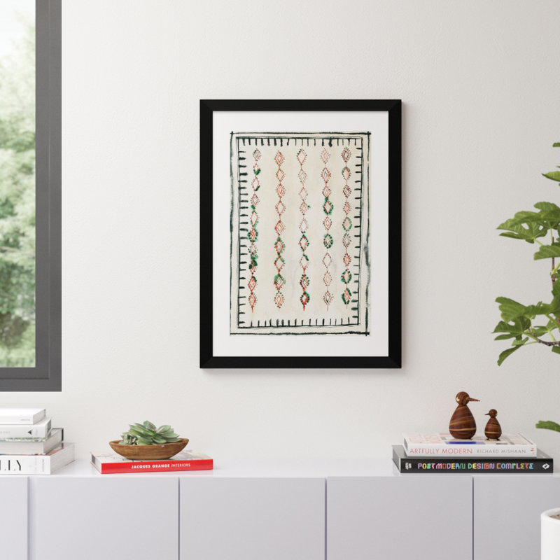 " Moroccan Rug II " by Albina Bratcheva, 32" H x 24" W x 1" D, Black Framed