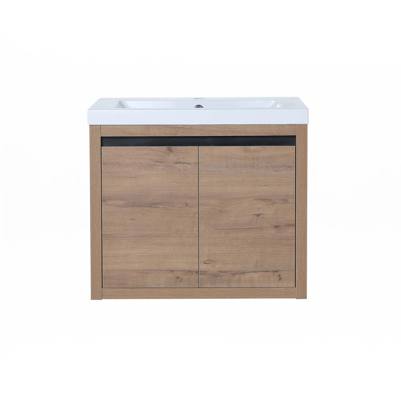 Meuble-lavabo mural avec lavabo en gel, Chêne, 24"