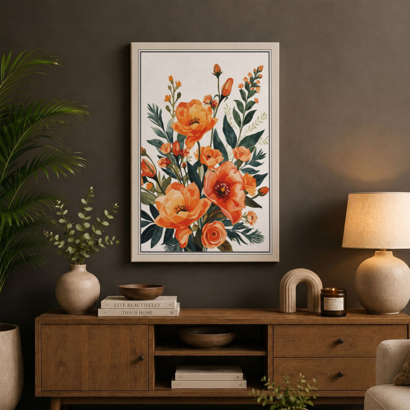 Bloom Study Botanical - Wrapped Canvas, 30x20 - 76.2 x 50.8 cm, Taupe Border