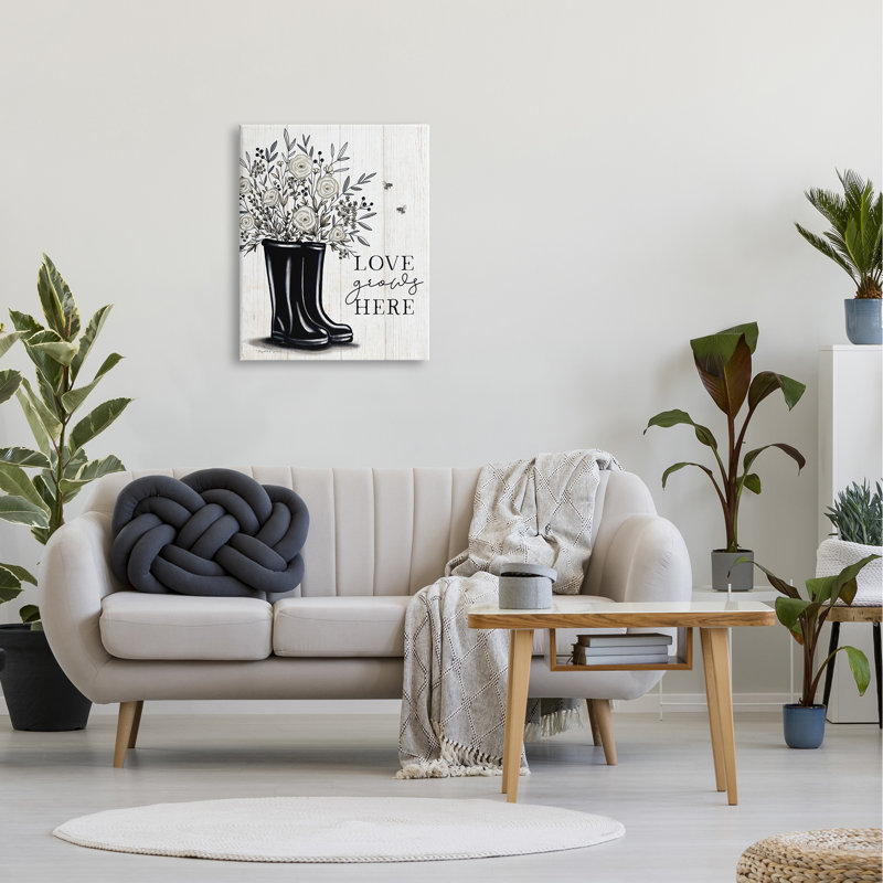 «Love Grows Here» blanc, H 24 po x l 24 po x P 1,5 po, Plaque murale