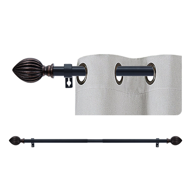 Tringle à rideaux réglable 1 largeur Hadel, 28" - 48", Noir