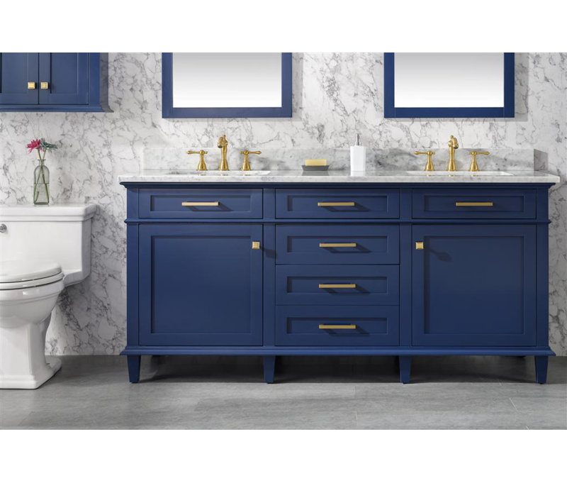 Danbury 72'' Double Bathroom Vanity with Top, Blue