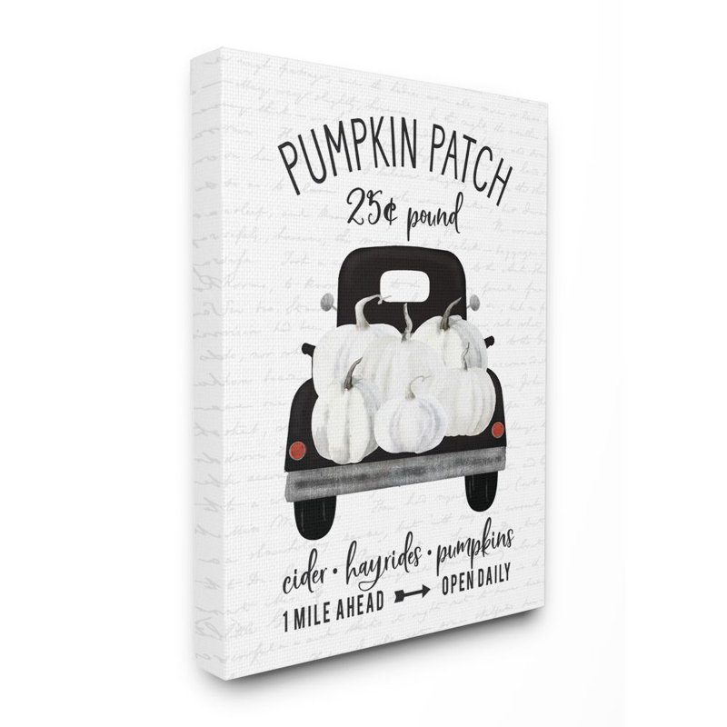 «Pumpkin Patch Farm Truck» par lettré et doublé - impression d'art graphique, H 20 po x l 16 po x 1,5 po, Toile tendue