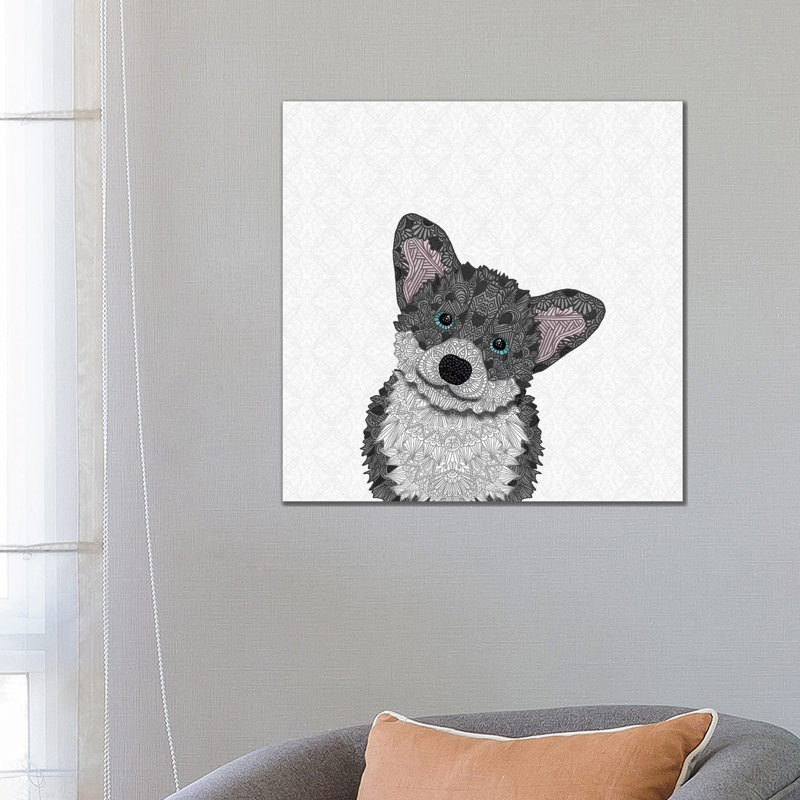 Cute Blue Corgi by Angelika Parker - Wrapped Canvas Print, 66.04cm H x 66.04cm W x 1.905cm D