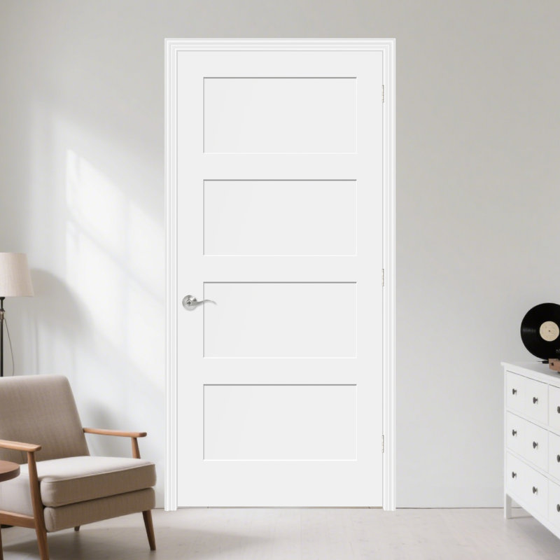 Porte de style shaker à 4 panneaux de 80 po de hauteur à 4 panneaux en bois massif et manufacturé, 36" x 80"