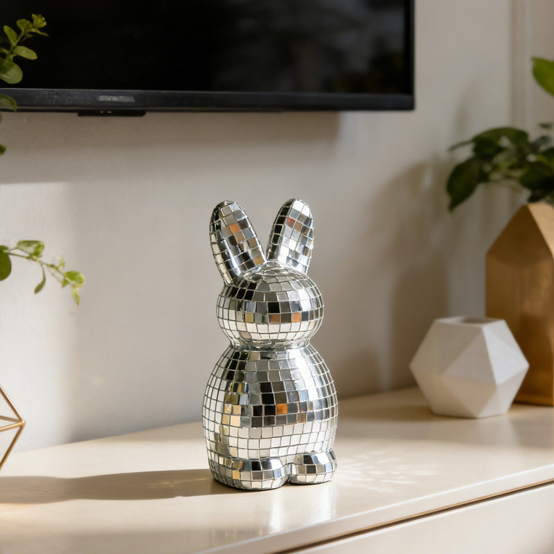 Décoration de lapin de Pâques, décor de miroir en forme de lapin, fait à la main