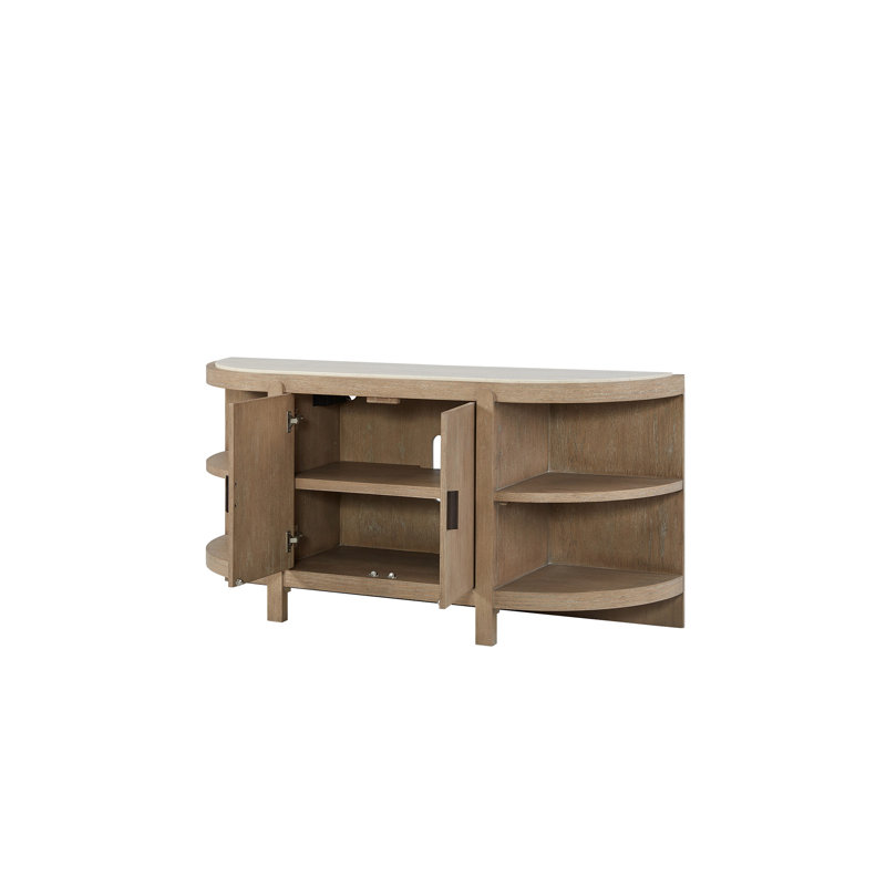 Console courbée à 2 portes avec plateau en marbre