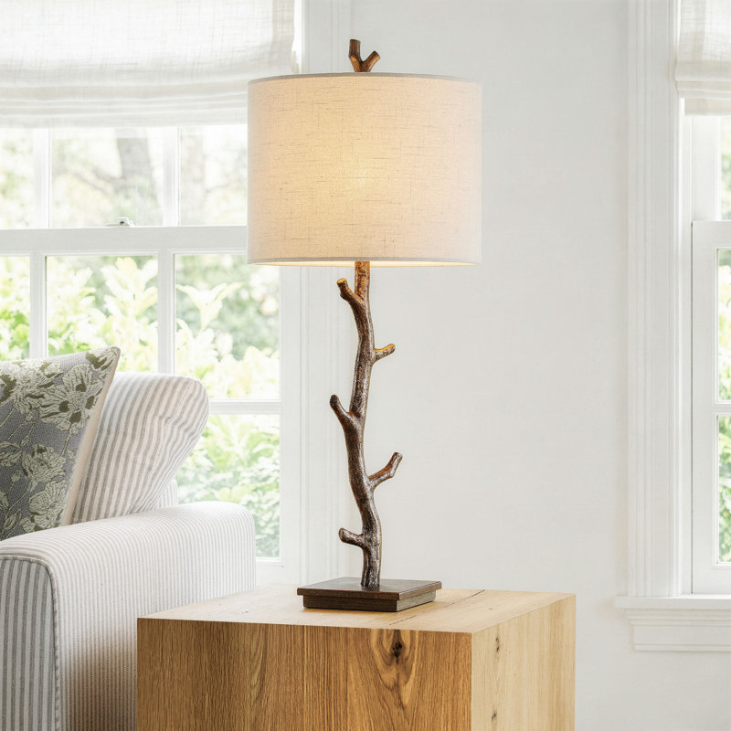Hallie Table Lamp Lamp, Off White, Dark Bronze/Silver