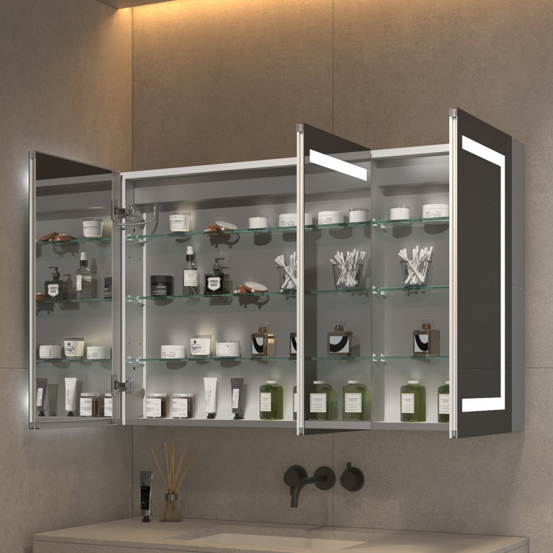 Armoire à pharmacie sans cadre à DEL 48 po l 30 po H avec miroir encastré ou à fixation en surface