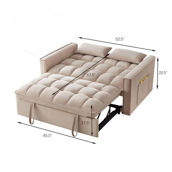 Ebern Designs 4-In-1 Loveseat Sofa Bed With Armrests And Storage ...