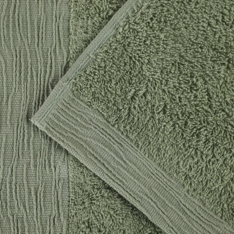 Rayon From Bamboo Cotton Blend Eco-Friendly Hypoallergenic Soft Solid Towel Set, 6 Piece Towel Set, Green