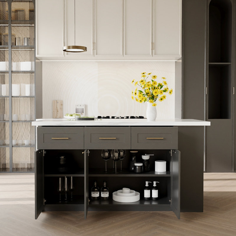 Table de cuisine avec rangement Sophie Common Luxury Modern  , Noir, noir, noir, noir
