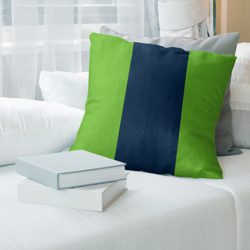 Housse de coussin , 14 po x 14 po, Vert / Bleu, Sergé de coton