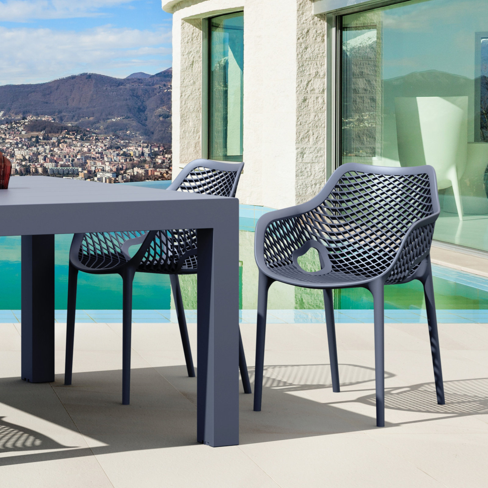 Asherton 55" Patio Dining Set, Dark Gray