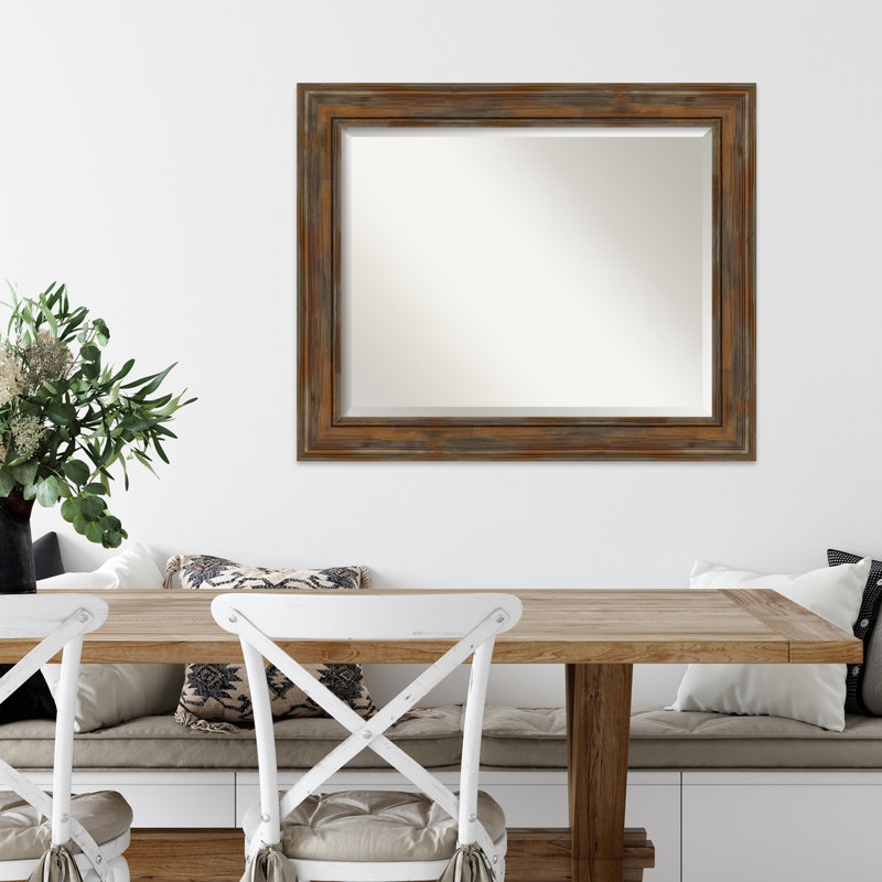 Flat Mirror, 27.88" H x 33.88" W, Brown