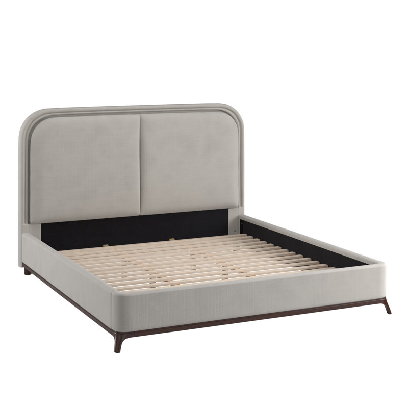 Lit plateforme tapissier Savannah, Très grand, Gris