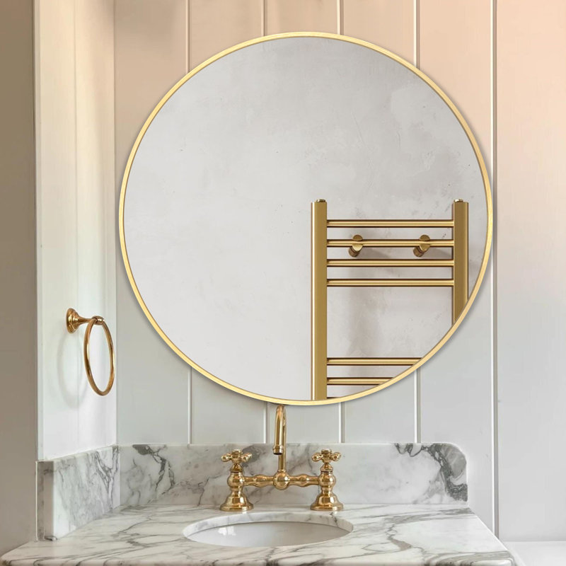 Miroir mural pour salle de bain / miroir de salle de bain, 36 po x 36 po, Or brossé