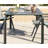 71-Inch  Table with Umbrella Hole - Aluminum Patio Table in Gray for Restaurant. Backyard or Poolside Use