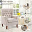 Button-Tufted Wingback Accent Chair - Solid Wood Legs with Rolled Arm &Thick Padded Cushion-996837706-987606961