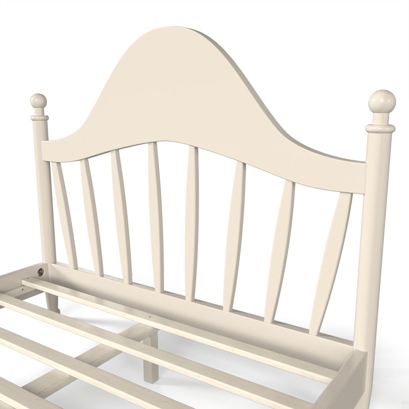 Lit plateforme avec tête de lit chic, structure en bois massif, support à lattes, pas de sommier tapissier, conception basse à terre, beige