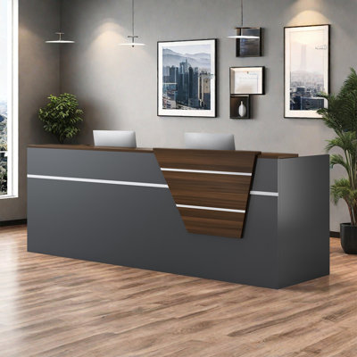 78.74-Inch Vintage Front Desk with Lockable Drawers, Perfect for Reception or Computer Use