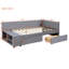 Lit plateforme simple tapissier en forme de L avec rangement et tiroirs-114677654