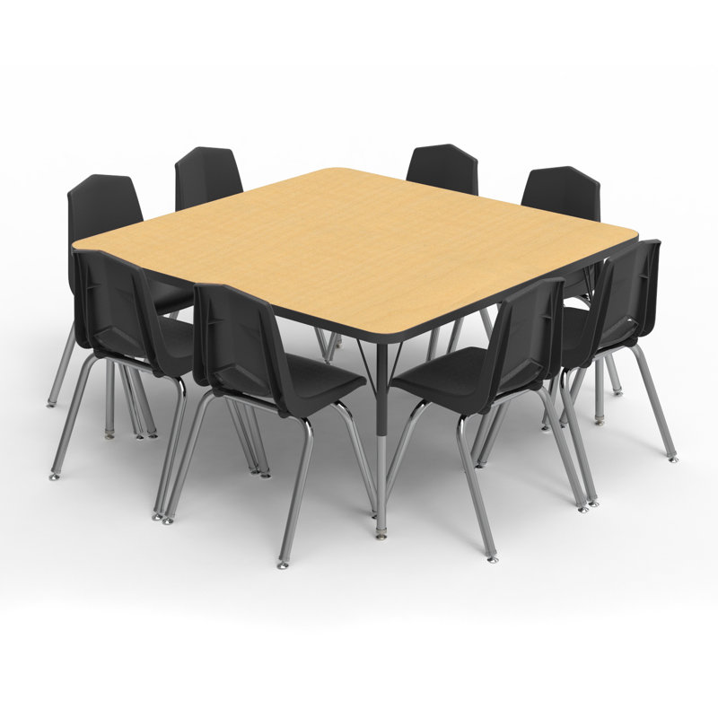 Table d'activité pour tout-petits ajustable MG, H 24 po x L 48 po x l 48 po, Érable fusion, Noir