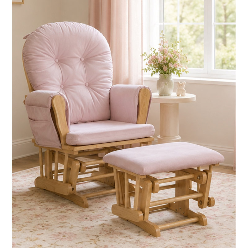 Fauteuil oscillant avec repose-pieds Mason, Rose, Poétique naturel