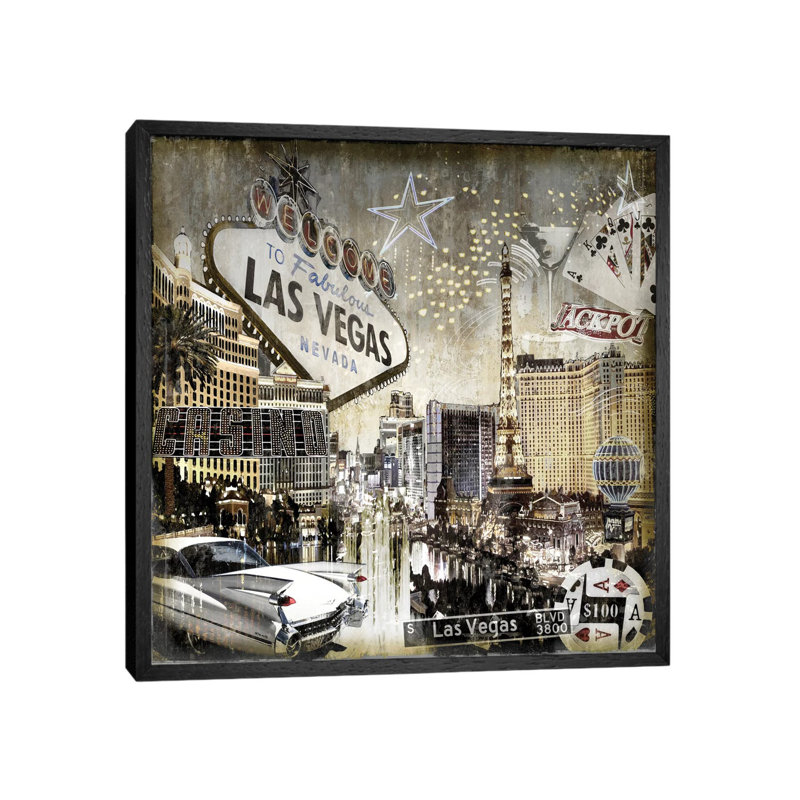 Las Vegas by Dylan Matthews - Single Picture Frame Print on Canvas, 93.98 cm H x 93.98 cm W, Black Framed