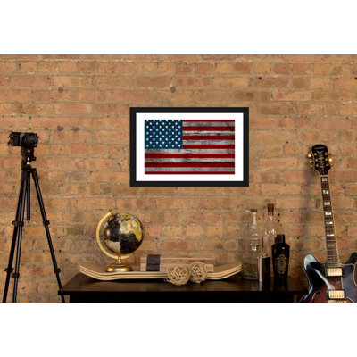 « us constitution-american flag, wood planches », impression encadrée