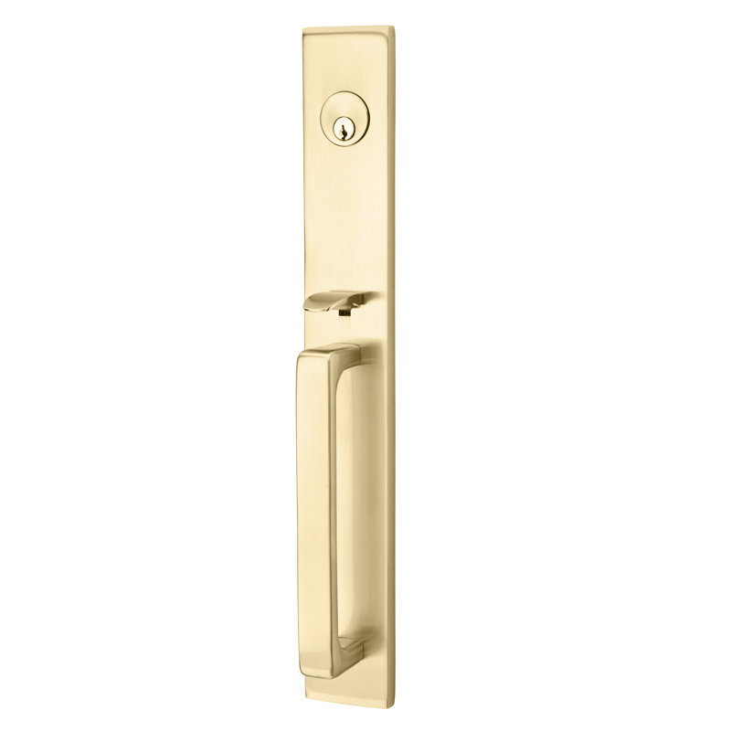 Entretoise tubulaire double cylindre Emtek, Bouton rond, Laiton satiné, Réversible