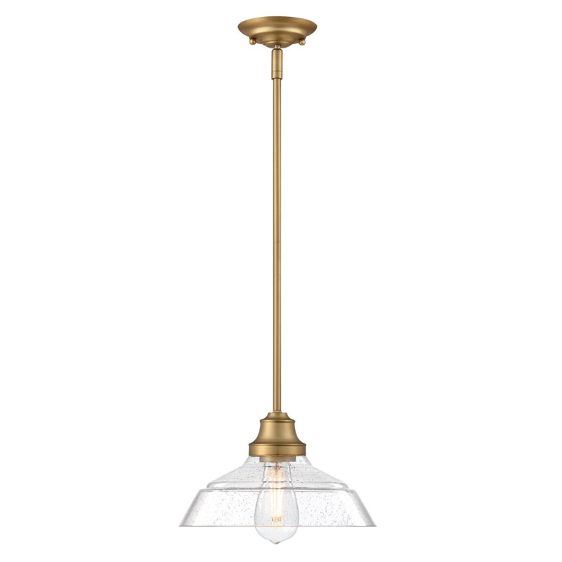 Iron Hill 1 - Light Single Pendant, Brushed Brass, Clear Seeded Glass