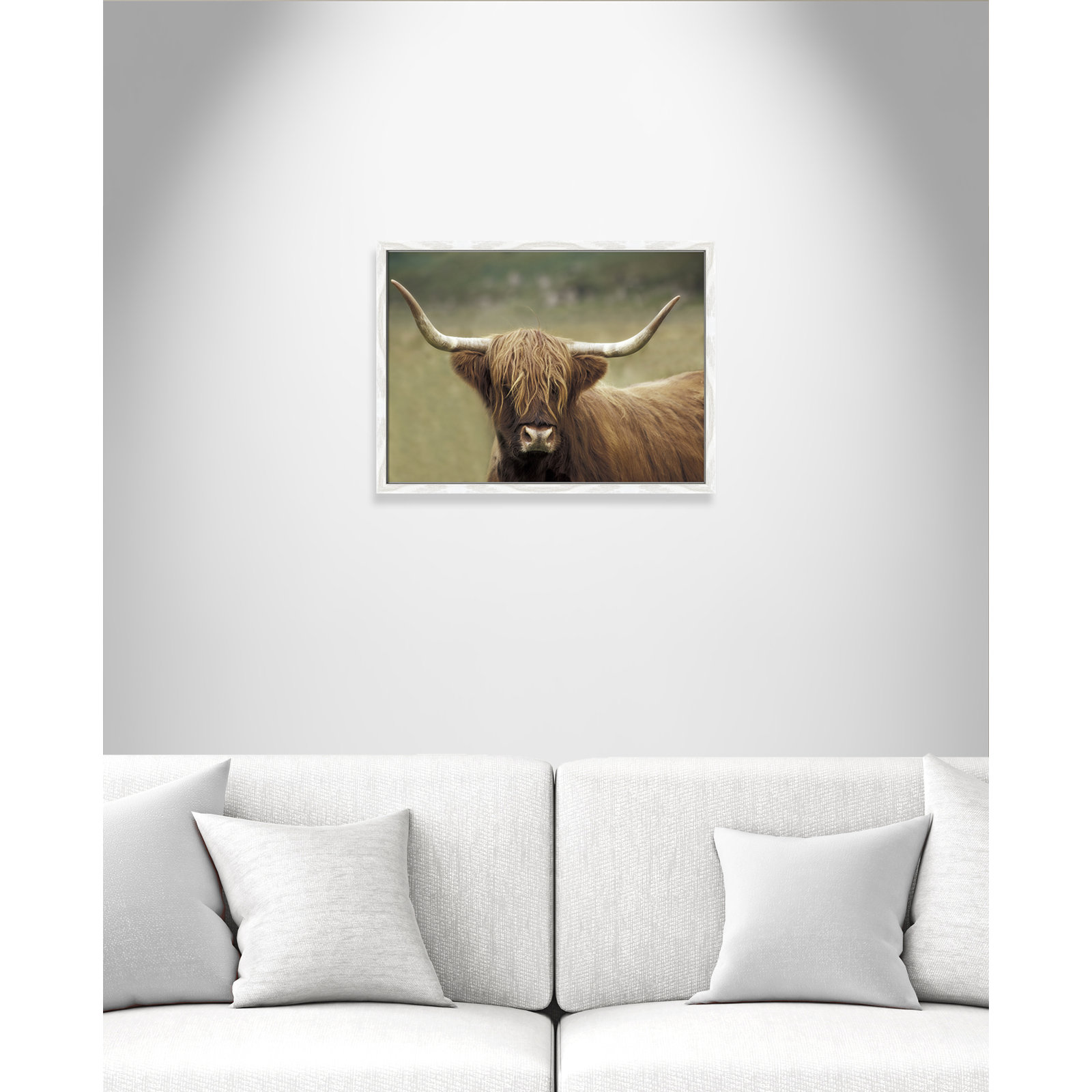 Frederic "Highland Afternoon" Print, 17" H x 23" W x 0.75" D, White Wood Grain Framed