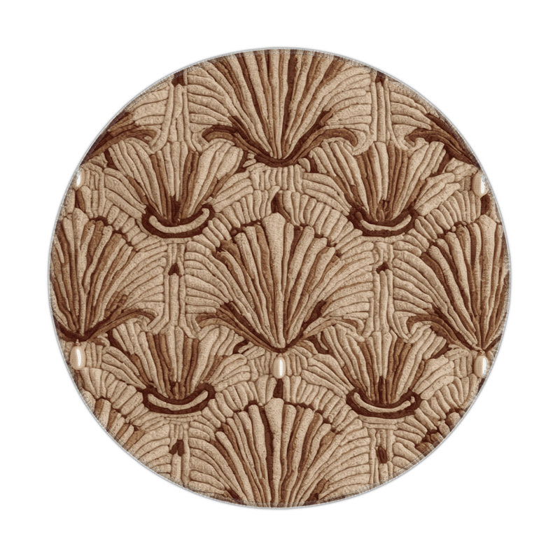 French Brown Indoor and Outdoor Area Rug, Round 5'