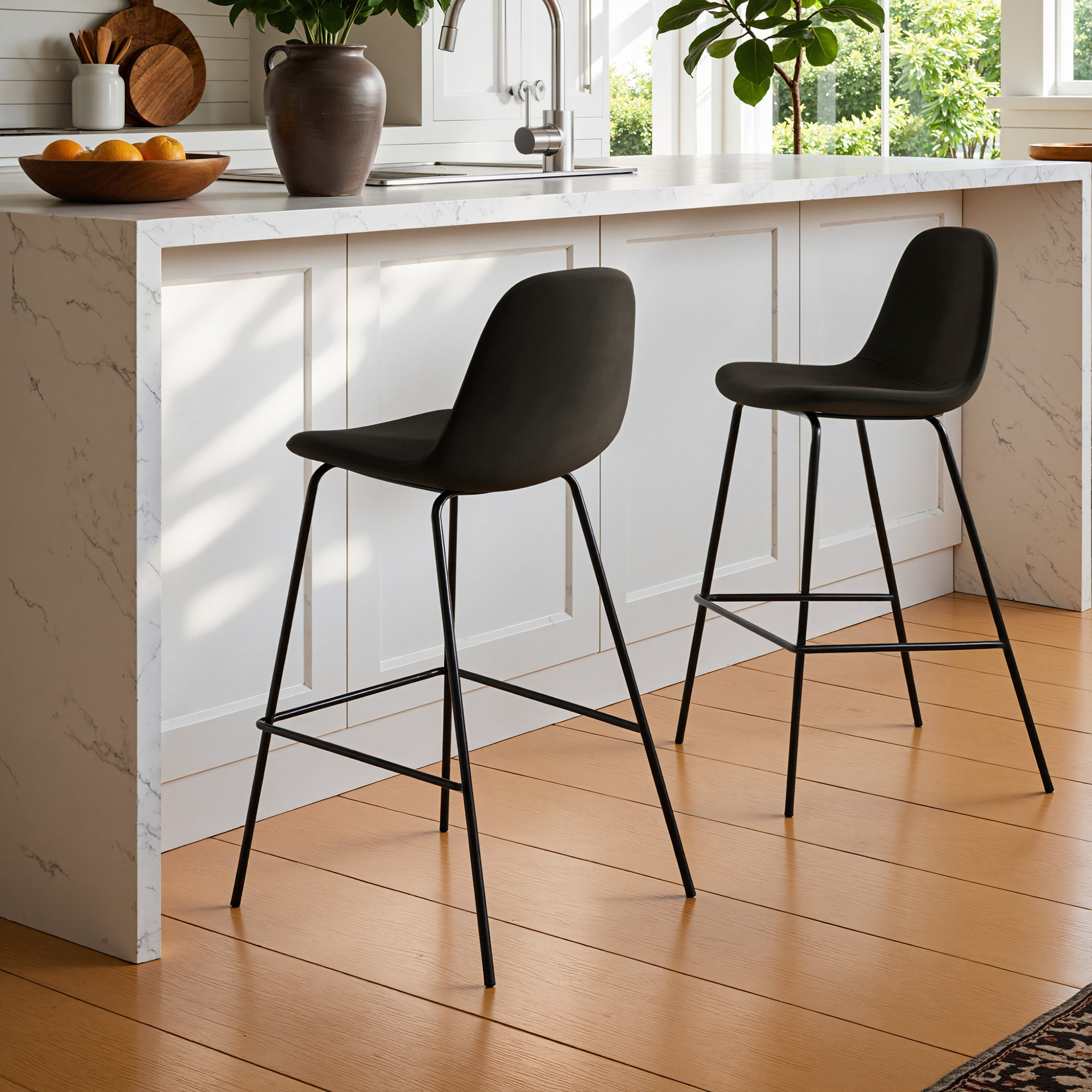 Kody Upholstered Bar & Counter Stool, Bella Smoke Performance Velvet, Counter Stool (23.5" Seat Height)