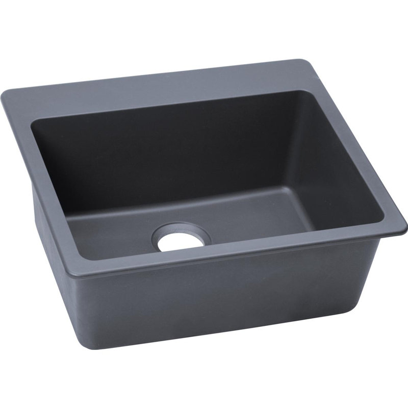 Évier de cuisine à montage sur plan en quartz classique 25 po x 22 po x 9-1/2 po, Gris crépuscule