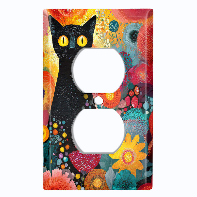 Couvercle de plaque d'interrupteur en métal; Chatte noire US 1, #8 Single Duplex Outlet
