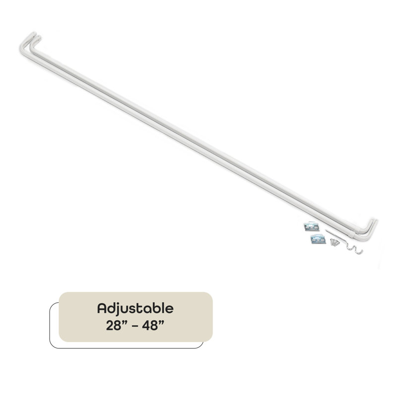 Tringle à rideaux double réglable blanc Fantasia, 28" - 48"