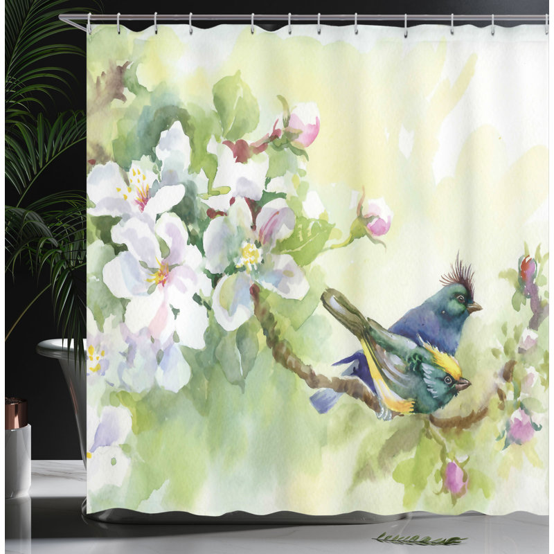 Floral Shower Curtain with Hooks Included, 70" H x 69" W