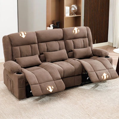 84'' Manual Reclining Sofa with Cup Holders, Side Pockets, and Lumbar Support