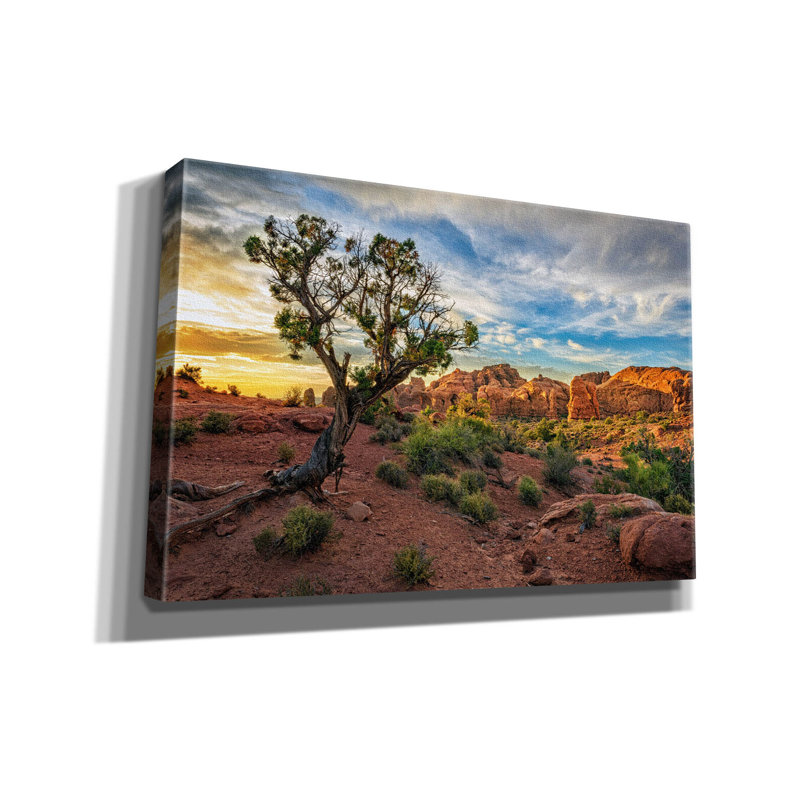 «Sunset In Moab» par Rick Berk, art mural sur toile, H 40 po x l 60 po x P 1,5 po